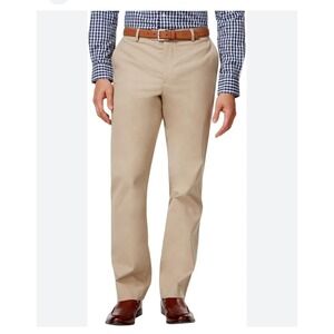 Tasso Elba Khaki Chino‎ Pants Mens 36W 32L Flat Front Cotton Straight Fit NWT